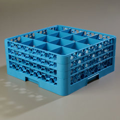 RG16-314 OptiClean™ 16-Compartment Divided Glass Rack with 3 Extenders 8.72" - Carlisle Blue