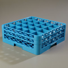 RG25-214 OptiClean™ 25-Compartment Divided Glass Rack with 2 Extenders 7.12" - Carlisle Blue