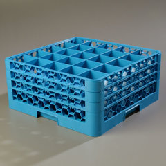 RG25-314 OptiClean™ 25-Compartment Divided Glass Rack with 3 Extenders 8.72" - Carlisle Blue