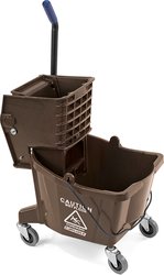26 Quart Capacity Carlisle 3690869 Commercial Mop Bucket with Side Press Wringer Brown 