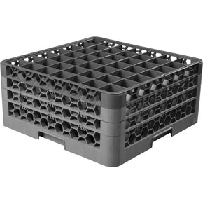 RG49-3C410 - OptiClean™ 49 Compartment Glass Rack with 3 Extenders 8.72" - Red-Carlisle Blue