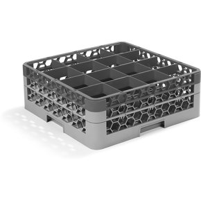 RG16-2C414 - OptiClean™ 16 Compartment Glass Rack with 2 Extenders 7.12" - Lavender-Carlisle Blue