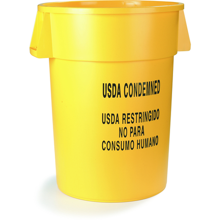 341044USD04 - Bronco™ Round USDA Condemned Waste Container 44 Gallon - USDA Condemned Eng/Esp - Yellow
