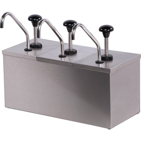 386230IB - Insulated Condiment Topping Rail with 3 Metal Pumps & Ice Packs  - Stainless Steel