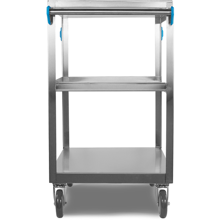 stainless steel three-shelf service cart detail
