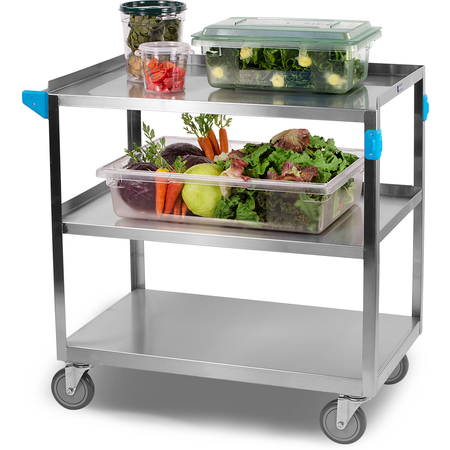 three-shelf stainless steel transport trolley reference image