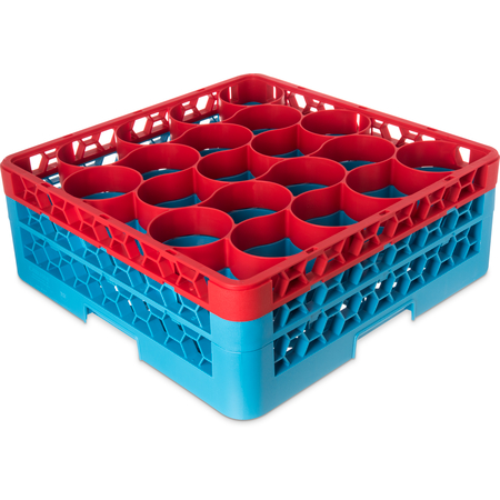 RW20-1C410 - OptiClean™ NeWave™ Color-Coded Glass Rack with 2 Integrated Extenders 20 Compartment - Red-Carlisle Blue