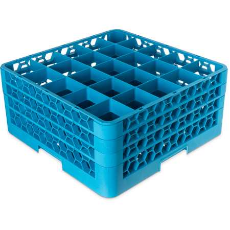 RG25-314 - OptiClean™ 25-Compartment Divided Glass Rack with 3 Extenders 8.72" - Carlisle Blue