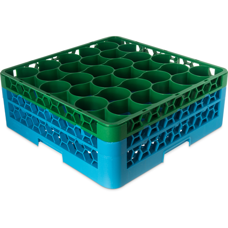 RW30-1C413 - OptiClean™ NeWave™ Color-Coded Glass Rack with 2 Integrated Extenders 30 Compartment - Green-Carlisle Blue