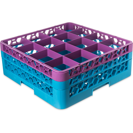 Lavender-Carlisle Blue Pack of 3 Carlisle RG16-2C414 OptiClean 16 Compartment Glass Rack with 2 Extenders 7.12