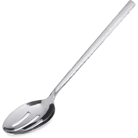 60201 - Terra™ Slotted Serving Spoon 12" - Hammered Mirror Finish - Stainless Steel