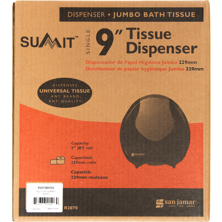 R2070BKSS - Summit Single 9" Jumbo Bath Tissue Dispenser, 3.25" core, Black/Stainless Steel  - Chrome