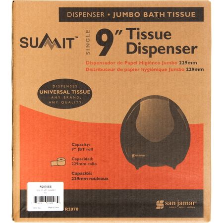 R2070SS - Summit Single 9" Jumbo Bath Tissue Dispenser, 3.25" core, Stainless Steel  - Black