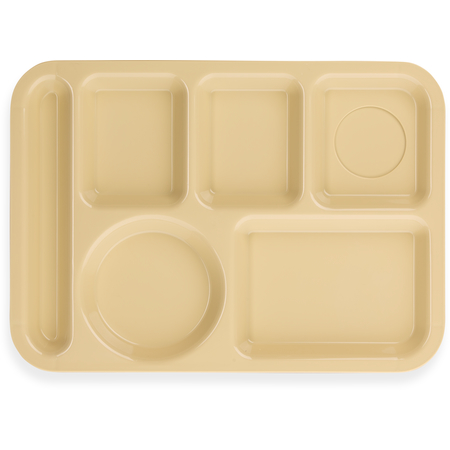 P61425 - Left-Hand 6-Compartment Polypropylene Tray 10" x 14" - Tan