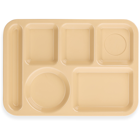 61425 - Left-Hand 6-Compartment ABS Tray 10" x 14" - Tan
