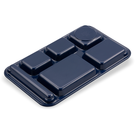 4398250 - Right Hand 6-Compartment Melamine Tray 15" x 9" - Dark Blue