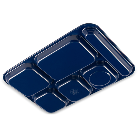 4398850 - Right Hand 6-Compartment Melamine Tray 14.5" x 10" - Dark Blue
