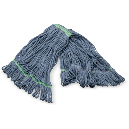 369320M14 - ANTI-MICROBIAL MED BLUE LOOPED-END MOP W/GREEN BAN