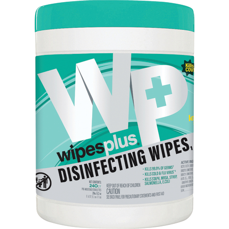 33900 - WipesPlus® 240ct Disinfecting Surface Wipes, Canister 12/240s - White