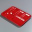 4398005 - Left-Hand Heavyweight 6-Compartment Melamine Tray 10" x 14" - Red
