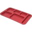 4398205 - Right Hand 6-Compartment Melamine Tray 15" x 9" - Red