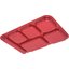 4398805 - Right Hand 6-Compartment Melamine Tray 14.5" x 10" - Red