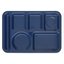 4398050 - Left-Hand Heavyweight 6-Compartment Melamine Tray 10" x 14" - Dark Blue