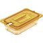 10491U13 - StorPlus™ High Heat Handled Notched Universal Food Pan Lid 1/4 Size - Amber