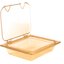 10439Z13 - StorPlus™ High Heat EZ Access Hinged Notched Universal Food Pan Lid 1/2 Size - Amber