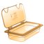 10478Z13 - StorPlus™ High Heat EZ Access Hinged Universal Food Pan Lid 1/3 Size - Amber