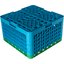 RG49-5C413 - OptiClean™ 49-Compartment Divided Glass Rack with 5 Extenders 11.9" - Green-Carlisle Blue