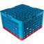 RG9-5C410 - OptiClean™ 9-Compartment Divided Glass Rack with 5 Extenders 11.9" - Red-Carlisle Blue