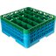RG25-3C413 - OptiClean™ 25-Compartment Divided Glass Rack with 3 Extenders 8.72" - Green-Carlisle Blue