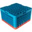 RG36-5C412 - OptiClean™ 36-Compartment Divided Glass Rack with 5 Extenders 11.9" - Orange-Carlisle Blue