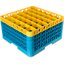RG36-4C411 - OptiClean™ 36-Compartment Divided Glass Rack with 4 Extenders 10.3" - Yellow-Carlisle Blue