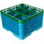 RG9-5C413 - OptiClean™ 9-Compartment Divided Glass Rack with 5 Extenders 11.9" - Green-Carlisle Blue