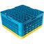 RG25-4C411 - OptiClean™ 25-Compartment Divided Glass Rack with 4 Extenders 10.3" - Yellow-Carlisle Blue