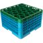 RW30-3C413 - OptiClean™ NeWave™ Color-Coded Glass Rack with 4 Integrated Extenders 30 Compartment - Green-Carlisle Blue