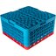 RG36-4C410 - OptiClean™ 36-Compartment Divided Glass Rack with 4 Extenders 10.3" - Red-Carlisle Blue