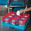 RG9-1C410 - OptiClean™ 9-Compartment Divided Glass Rack with 1 Extender 5.56" - Red-Carlisle Blue