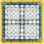 RG25-3C411 - OptiClean™ 25-Compartment Divided Glass Rack with 3 Extenders 8.72" - Yellow-Carlisle Blue