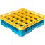RG25-1C411 - OptiClean™ 25-Compartment Divided Glass Rack with 1 Extender 5.56" - Yellow-Carlisle Blue