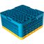 RG49-4C411 - OptiClean™ 49-Compartment Divided Glass Rack with 4 Extenders 10.3" - Yellow-Carlisle Blue