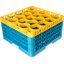 RW20-3C411 - OptiClean™ NeWave™ Color-Coded Glass Rack with 4 Integrated Extenders 20 Compartment - Yellow-Carlisle Blue