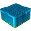 RG49-4C413 - OptiClean™ 49-Compartment Divided Glass Rack with 4 Extenders 10.3" - Green-Carlisle Blue