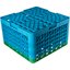 RG16-5C413 - OptiClean™ 16-Compartment Divided Glass Rack with 5 Extenders 11.9" - Green-Carlisle Blue