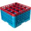 RG16-5C410 - OptiClean™ 16-Compartment Divided Glass Rack with 5 Extenders 11.9" - Red-Carlisle Blue