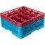 RG16-3C410 - OptiClean™ 16-Compartment Divided Glass Rack with 3 Extenders 8.72" - Red-Carlisle Blue