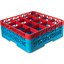RG16-2C410 - OptiClean™ 16-Compartment Divided Glass Rack with 2 Extenders 7.12" - Red-Carlisle Blue