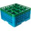 RG16-4C413 - OptiClean™ 16-Compartment Divided Glass Rack with 4 Extenders 10.3" - Green-Carlisle Blue